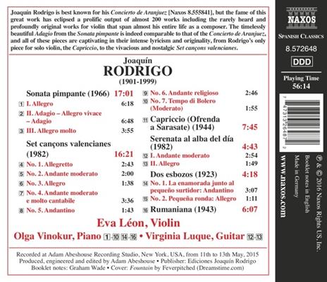 Musica da camera con violino - CD Audio di Joaquin Rodrigo - 2