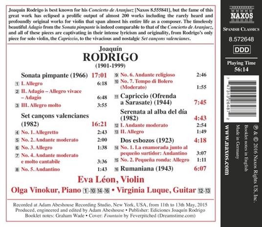 Musica da camera con violino - CD Audio di Joaquin Rodrigo - 2