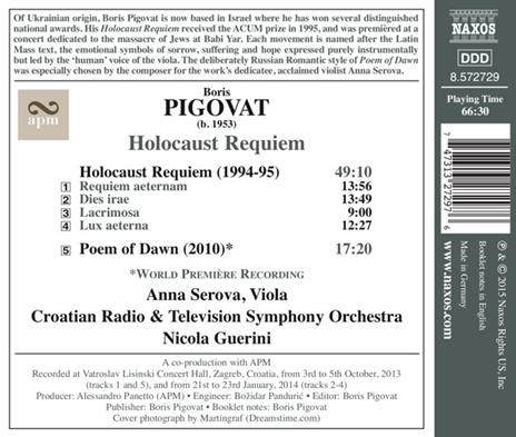 Holocaust Requiem - Poem of Dawn - CD Audio di Boris Pigovat - 2