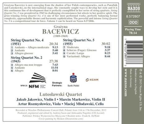 Integrale dei quartetti per archi - CD Audio di Grazyna Bacewicz - 2