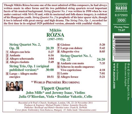 Quartetti per archi n.1, n.2 - Trio per archi - CD Audio di Miklos Rozsa - 2