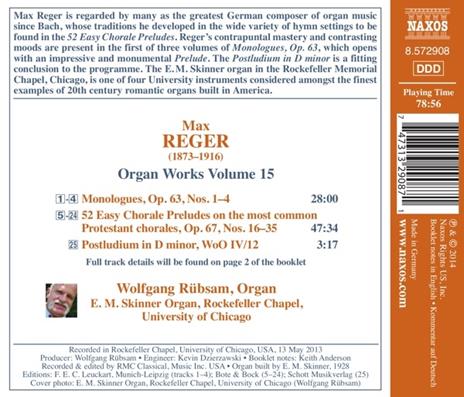 Opere per organo vol.15 - CD Audio di Max Reger - 2