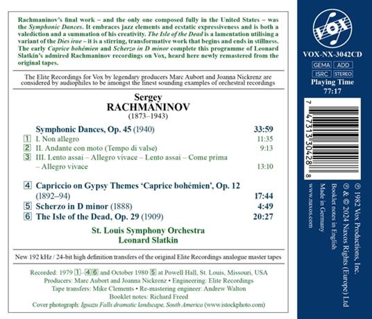 Symphonic Dances - CD Audio di Sergei Rachmaninov,Leonard Slatkin - 2