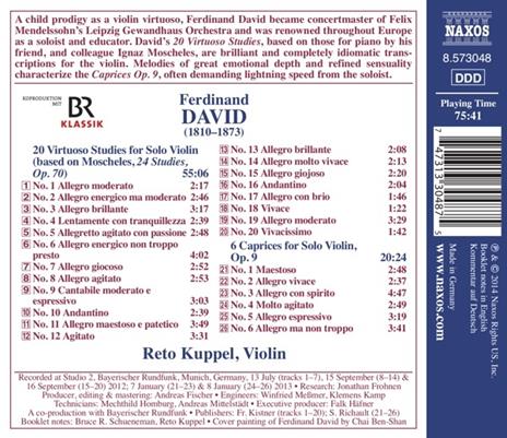 Opere per violino solo - CD Audio di Ferdinand David - 2