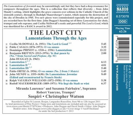 The Lost City. Le Lamentazioni di Geremia Nella Storia - CD Audio - 2