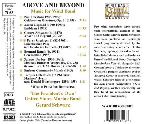 Above and Beyond - CD Audio di Gerard Schwarz,President's Own United States Marine Band - 2