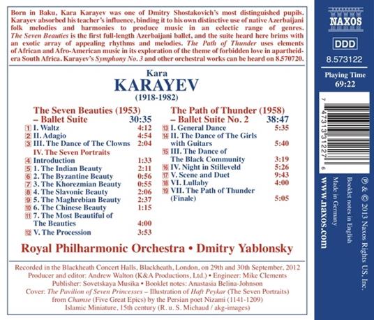 Le sette bellezze suite - Il sentiero del tuono suite - CD Audio di Royal Philharmonic Orchestra,Dmitri Yablonsky,Kara Karayev - 2