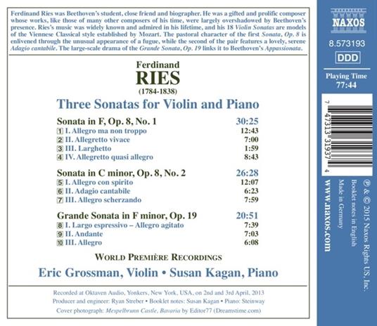 3 Sonate per Violino - CD Audio di Ferdinand Ries - 2