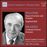 Brani orchestrali dalle opere / Ouverture Accademica - CD Audio di Johannes Brahms,Richard Wagner,Serge Koussevitzky,Boston Symphony Orchestra