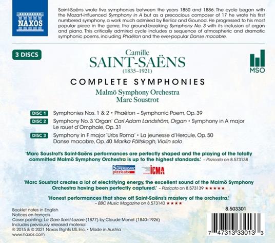 Complete Symphonies - CD Audio di Camille Saint-Saëns,Malmö Symphony Orchestra,Marc Soustrot - 2