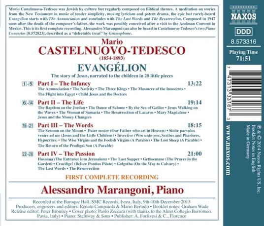 Evangélion. La storia di Gesù - CD Audio di Mario Castelnuovo-Tedesco,Alessandro Marangoni - 2