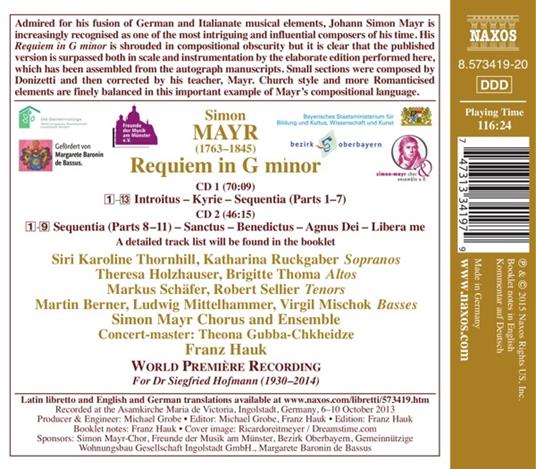 Requiem - CD Audio di Johann Simon Mayr - 2