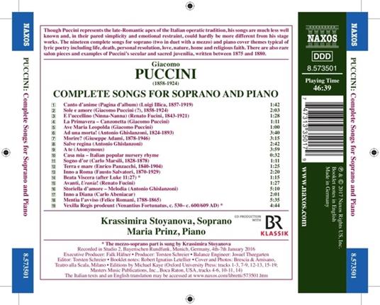 Liriche da camera complete per soprano e pianoforte - CD Audio di Giacomo Puccini,Maria Prinz,Krassimira Stoyanova - 2