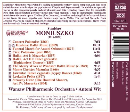 Musica per balletto. Hrabina, Halka, The Hounted Manor - CD Audio di Antoni Wit,Orchestra Filarmonica Nazionale di Varsavia,Stanislaw Moniuszko - 2