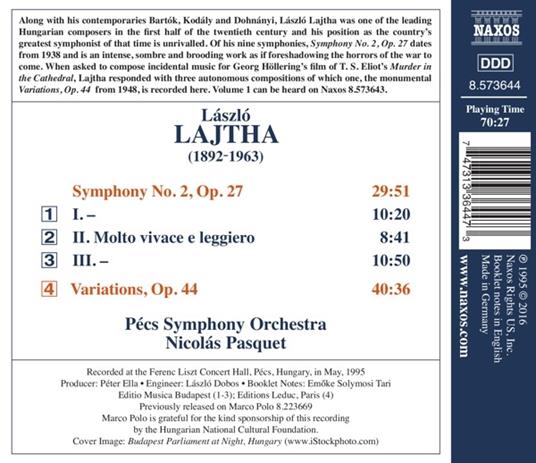 Sinfonia n.2 op.27 - Variazioni op.44 - CD Audio di Lajtha Laszlo - 2