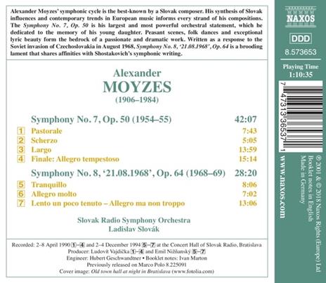 Sinfonia n.7, n.8 - CD Audio di Slovak Radio Symphony Orchestra,Alexander Moyzes - 2