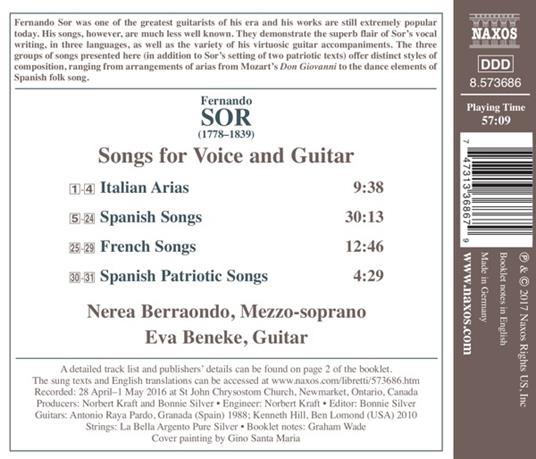 Musiche per voce e chitarra - CD Audio di Joseph Fernando Macari Sor,Nerea Berraondo,Eva Beneke - 2