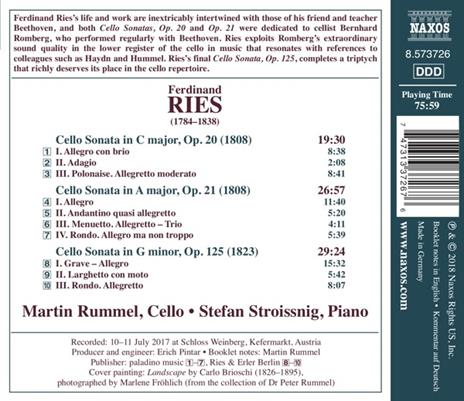 Musica completa per violoncello vol.1 - CD Audio di Ferdinand Ries,Martin Rummel - 2