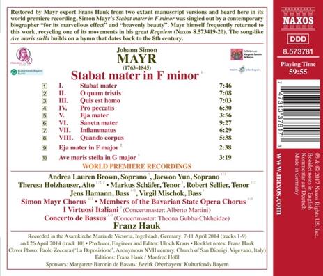 Stabat Mater in Fa minore - Eja Mater - Ave Maris Stella - CD Audio di Johann Simon Mayr,Virtuosi Italiani - 2