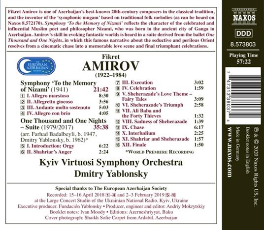 One Thousand And One Nights Suite - CD Audio di Fikret Amirov - 2