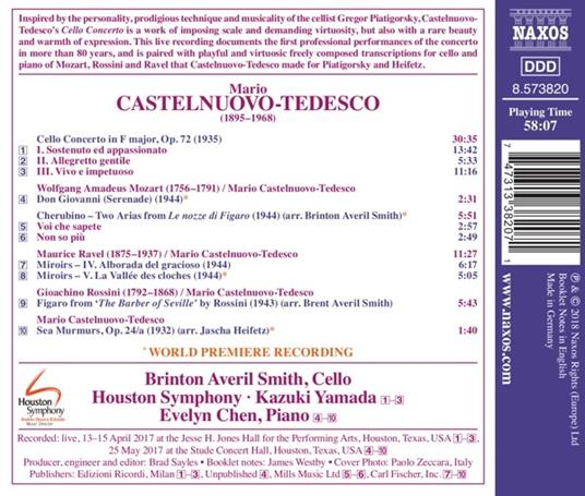 Concerto per violoncello op.72 - Sea Murmurs op.24 - CD Audio di Mario Castelnuovo-Tedesco,Houston Symphony Orchestra,Kazuki Yamada - 2