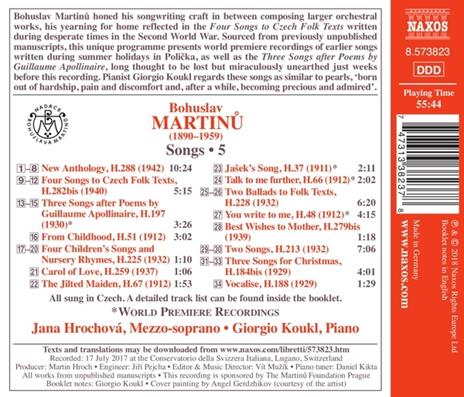 Songs 5 vol.5 - CD Audio di Bohuslav Martinu,Giorgio Koukl - 2