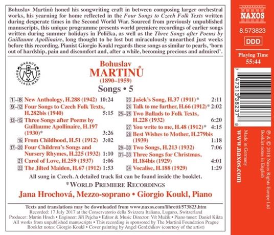 Songs 5 vol.5 - CD Audio di Bohuslav Martinu,Giorgio Koukl - 2