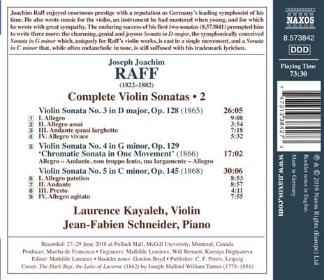 Sonate per violino complete vol.2 - CD Audio di Joachim Raff,Laurence Kayaleh - 2