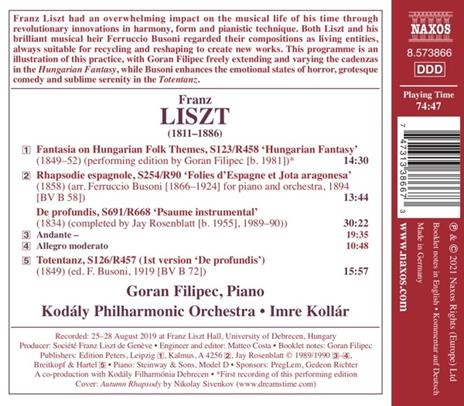 Hungarian Fantasy, Rhapsodie Espagnole, - CD Audio di Franz Liszt,Goran Filipec - 2