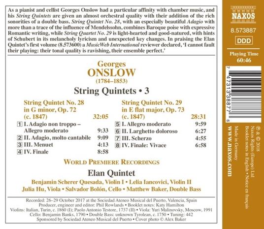Quintetti completi per archi vol.3 - CD Audio di George Onslow,Elan Quintet - 2