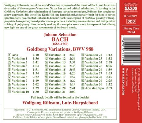 Variazioni Goldberg Bwv988 - CD Audio di Johann Sebastian Bach,Wolfgang Rübsam - 2