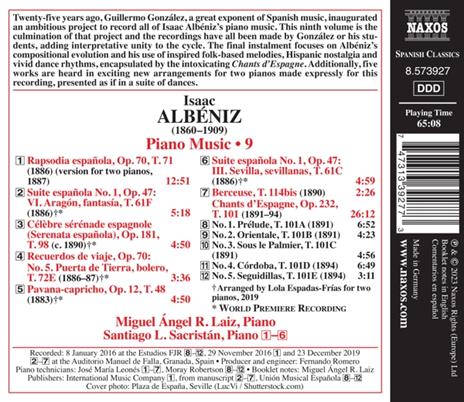 Piano Music Vol. 9 - CD Audio di Isaac Albéniz,Miguel Angel R. Laiz - 2