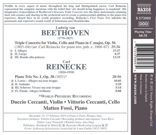 Triple Concerto / Piano Trio n.1 - CD Audio di Ludwig van Beethoven,Carl Heinrich Reinecke,Matteo Fossi - 2