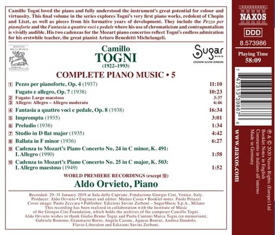 Opere Per Orchestra vol.5 - CD Audio di Camillo Togni - 2