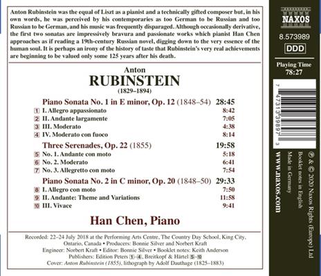 Sonate per pianoforte n.1, n.2 - CD Audio di Anton Rubinstein,Han Chen - 2