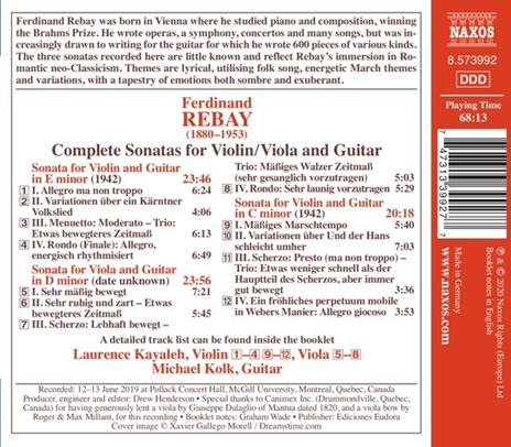 Sonatas For Violin And Guitar, Sonata Fo - CD Audio di Ferdinand Rebay - 2