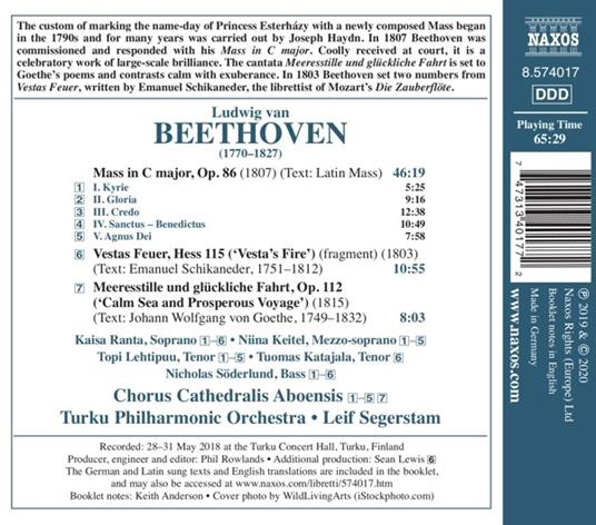 Mass In C Major - CD Audio di Ludwig van Beethoven,Leif Segerstam - 2