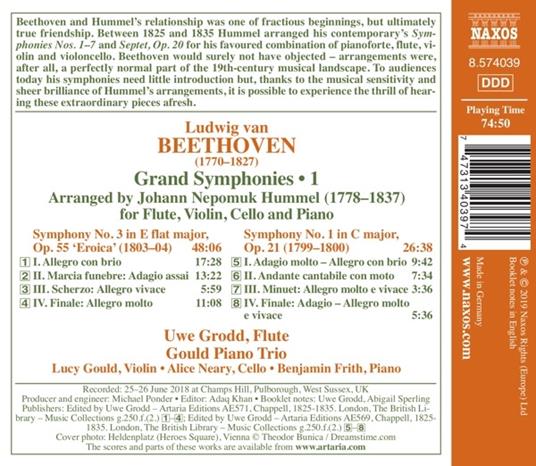 Grand Symphonies vol.1 (Trascrizioni per flauto, violino, violoncello e pianoforte) - CD Audio di Ludwig van Beethoven,Uwe Grodd - 2