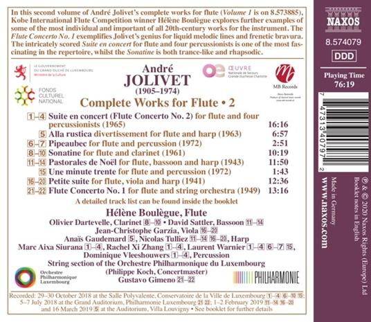 Musica completa per flauto vol.2 - CD Audio di André Jolivet,Hélène Boulegue - 2