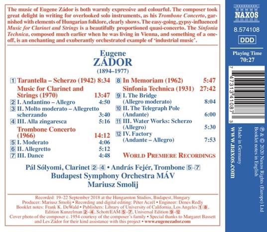 Sinfonia Technica / Music For Clarinet And Strings - CD Audio di Eugene Zador - 2