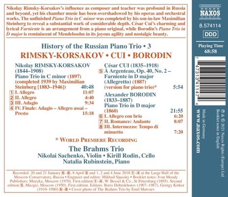 History Of The Russian Piano Trio Vol.3 - CD Audio di Brahms Trio - 2