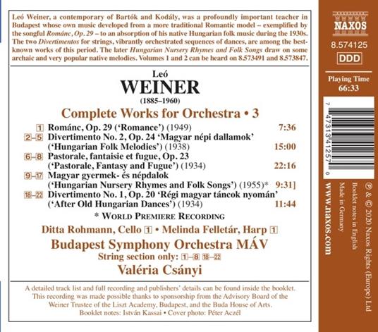 Opere Per Orchestra vol.3 - CD Audio di Leo Weiner - 2