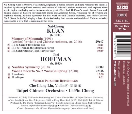 Memory of Mountain - CD Audio di Cho-Liang Lin,Joel Hoffmann,Nai-Chung Kuan - 2