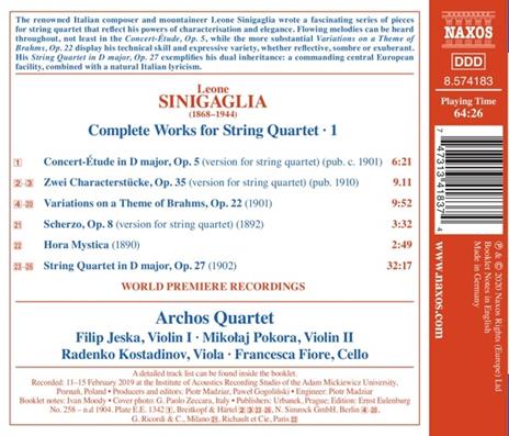 Opere Per Quartetto D'Archi (Integrale) - CD Audio di Leone Sinigaglia - 3