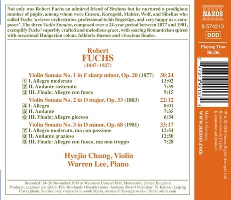 Violin Sonatas Nos. 1-3 - CD Audio di Robert Fuchs - 2