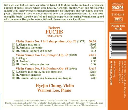 Violin Sonatas Nos. 1-3 - CD Audio di Robert Fuchs - 2