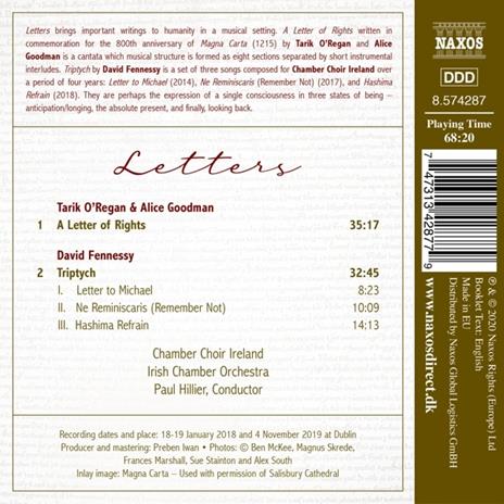 Letters - CD Audio di Paul Hillier,Tarik O'Regan,David Fennessy - 2