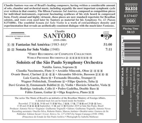Fantasias Sul America - CD Audio di Claudio Santoro,Emmanuele Baldini - 2