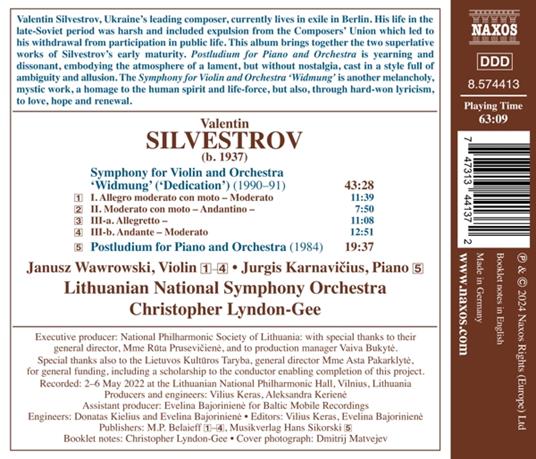 Symphony For Violin And Orchestra - CD Audio di Valentin Silvestrov,Janusz Wawrowski - 2