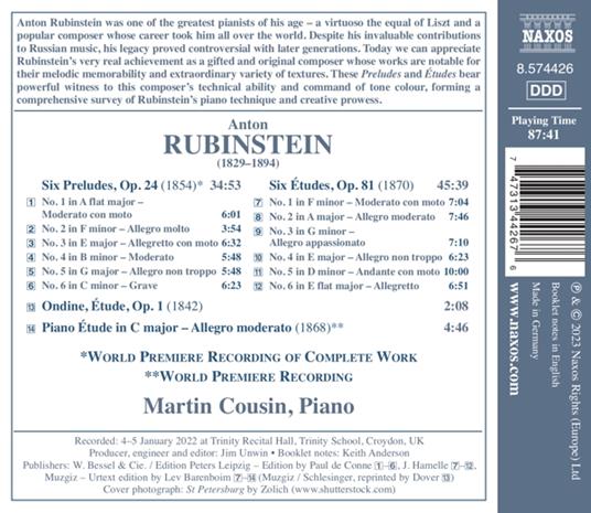 Preludes and Etudes - CD Audio di Anton Rubinstein,Martin Cousin - 2